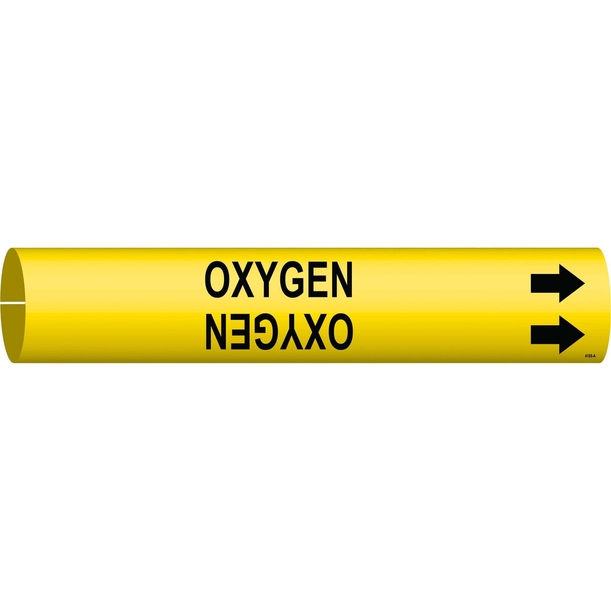 "Oxygen" Pipe Marker, Snap-On, 13/16" H x 13/16" W, Black on Yellow