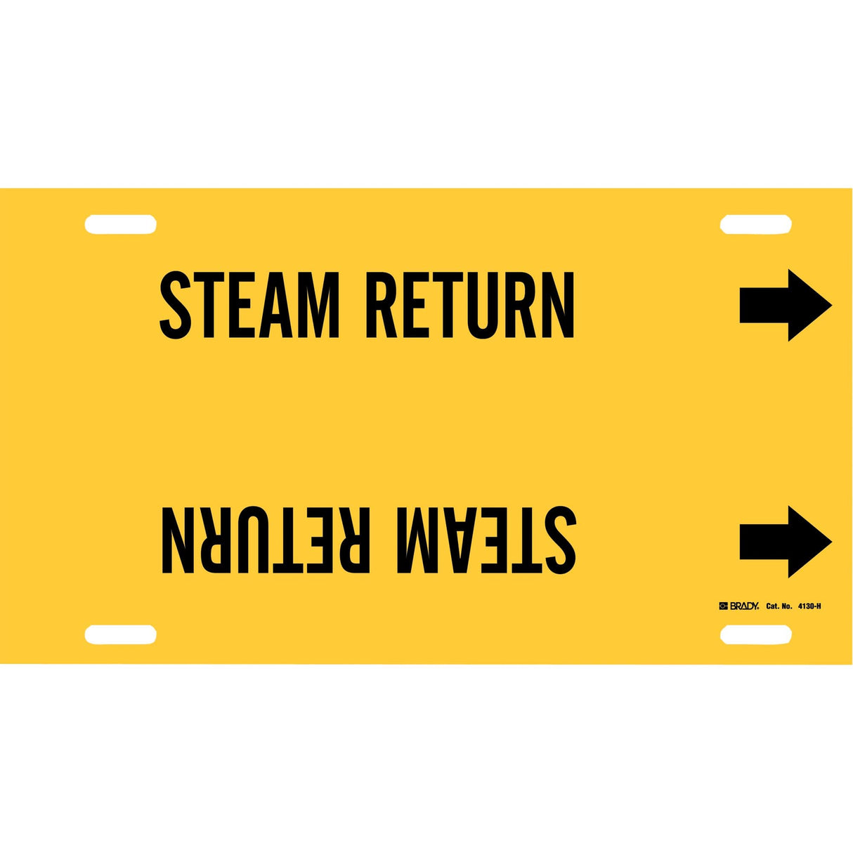 "Steam Return" Pipe Marker, Strap-On, 10" H x 32" W, Black on Yellow