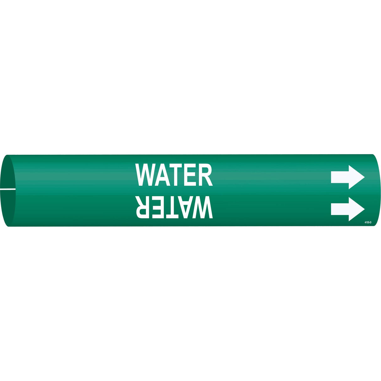 "Water" Pipe Marker, Snap-On, 2-13/16" H x 2-13/16" W, White on Green