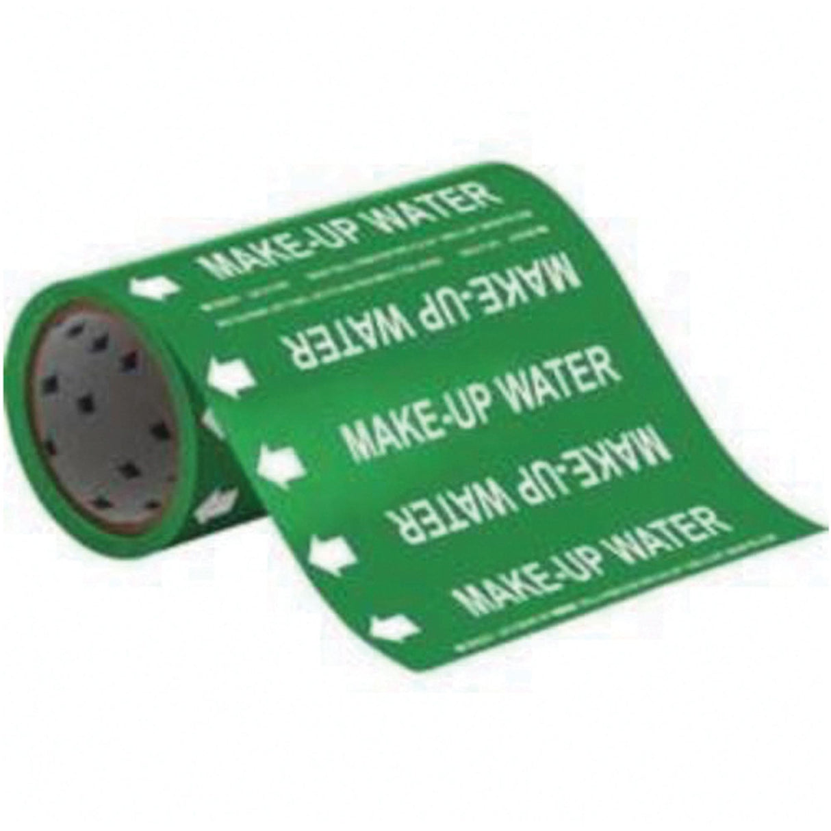 "Make-Up Water" Roll Form Pipe Markers, Self-Adhesive, Cuttable H x 8" W, White on Green
