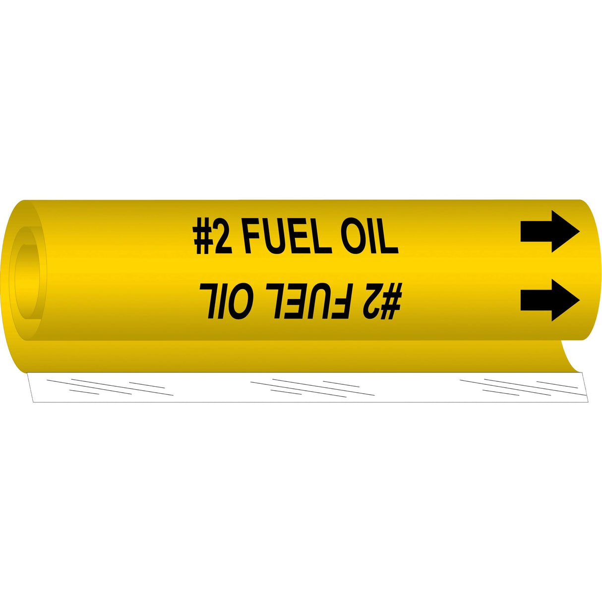 "#2 Fuel Oil" Pipe Marker, Wrap-Around, 26" H x 12" W, Black on Yellow