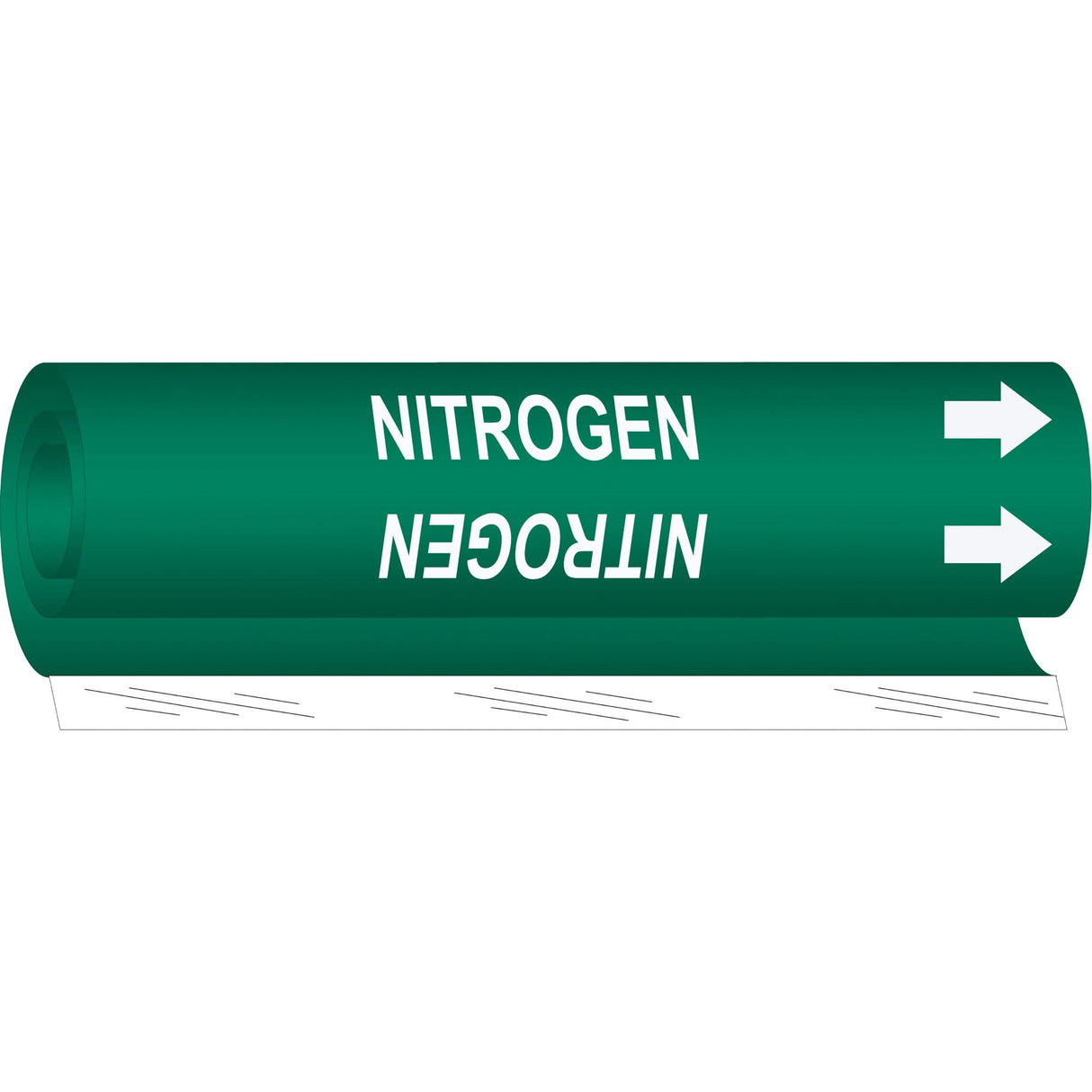 "Nitrogen" Pipe Marker, Wrap-Around, 26" H x 12" W, White on Green