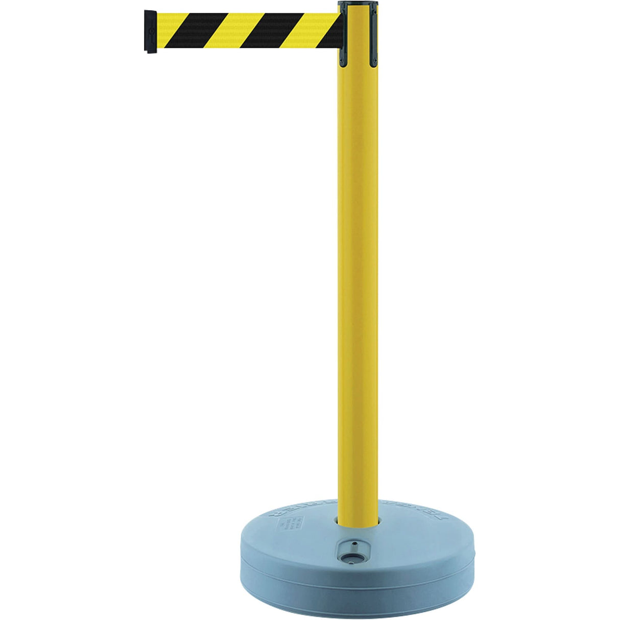Outdoor TensaBarrier® Barrier Post, Plastic, 37" H, Black/Yellow Tape, 7.5' Tape Length