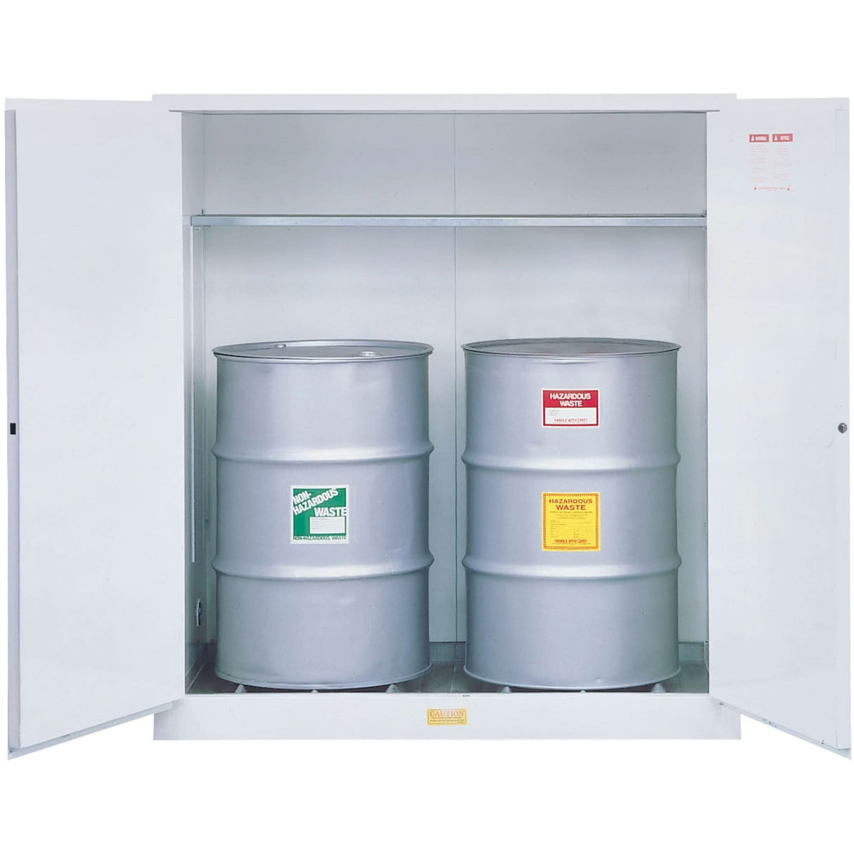 Hazardous Waste Safety Cabinets, 110 US gal. Cap., 2 Drums, White