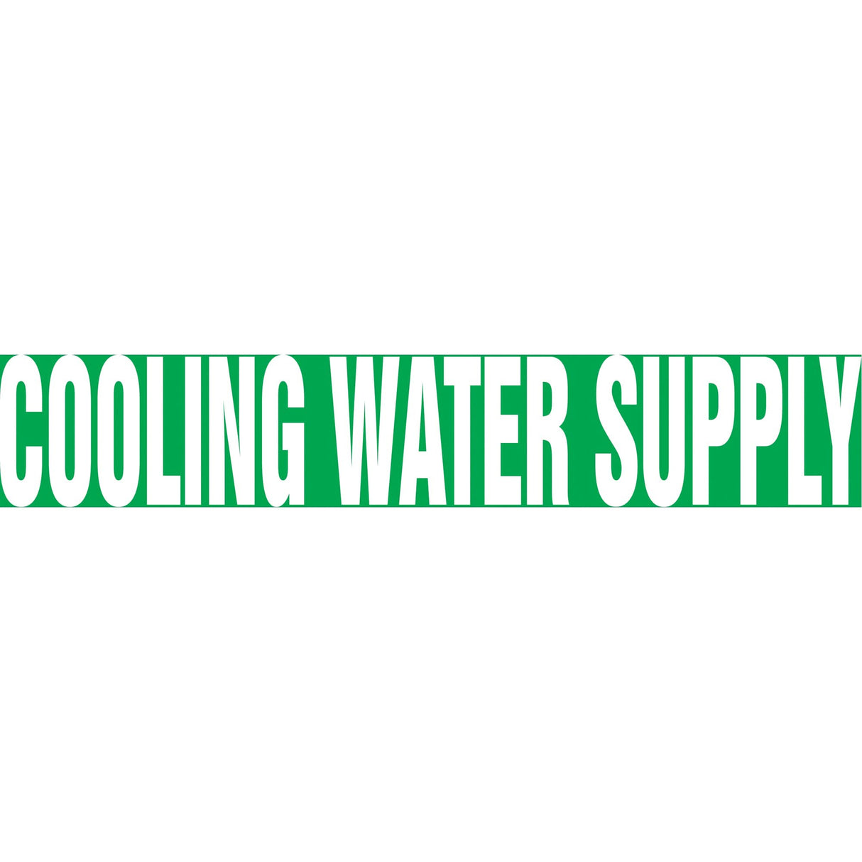 "Cooling Water Supply" Pipe Marker, Self-Adhesive, 4" H x 24" W, White on Green