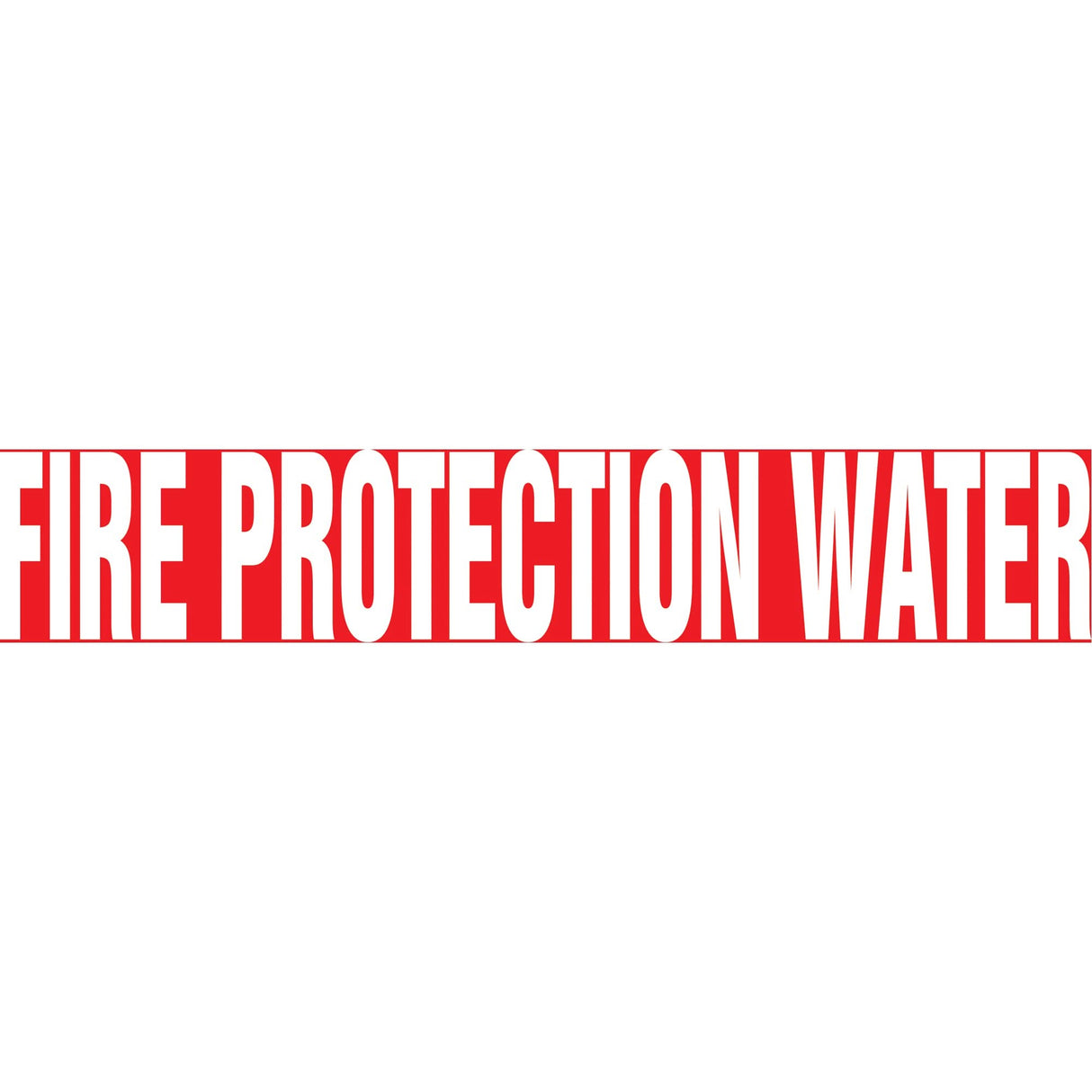 "Fire Protection Water" Pipe Marker, Self-Adhesive, 1" H x 8" W, White on Red