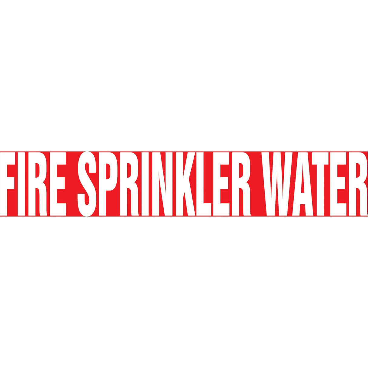 "Fire Sprinkler Water" Pipe Marker, Self-Adhesive, 2-1/2" H x 12" W, White on Red