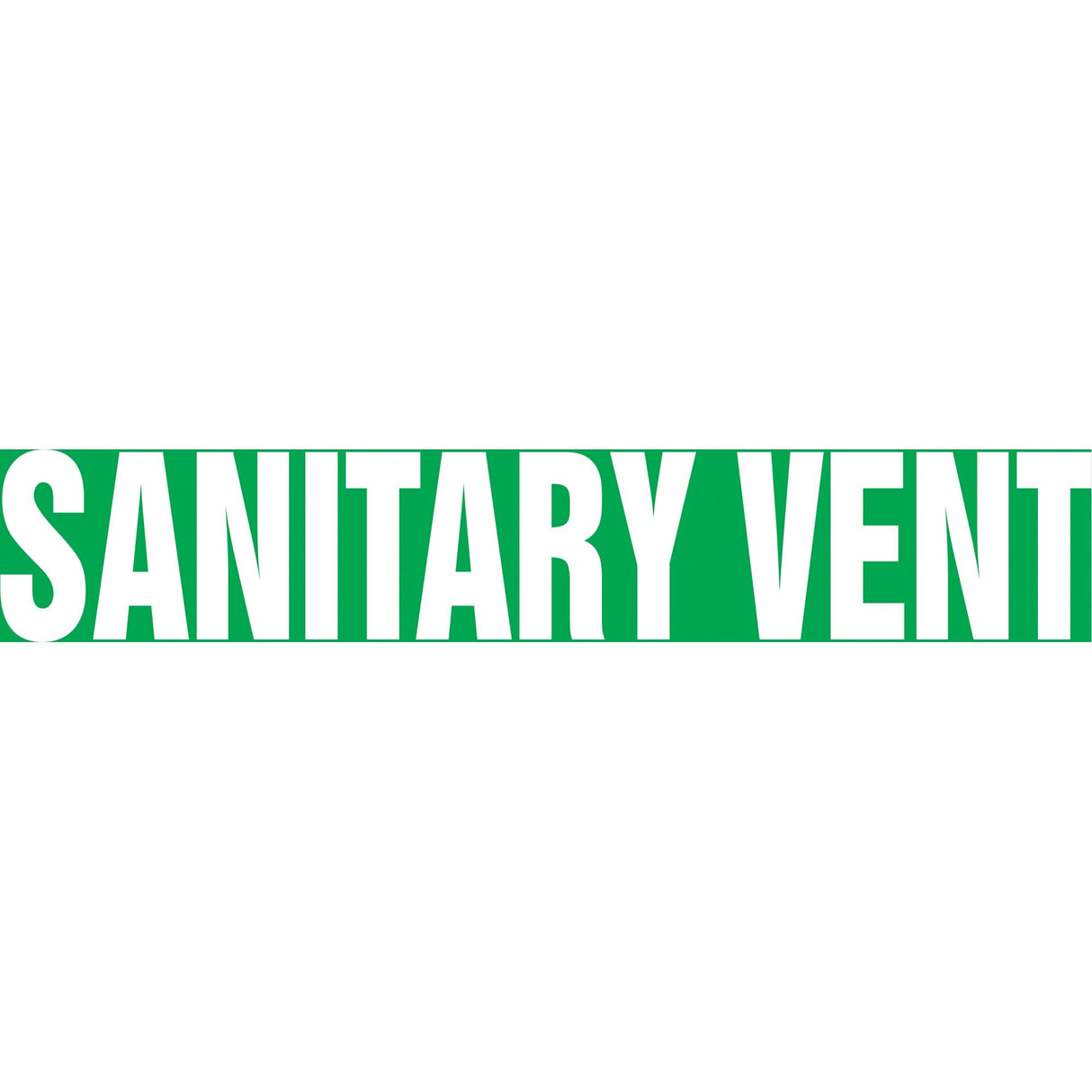 "Sanitary Vent" Pipe Marker, Self-Adhesive, 1-1/2" H x 8" W, White on Green