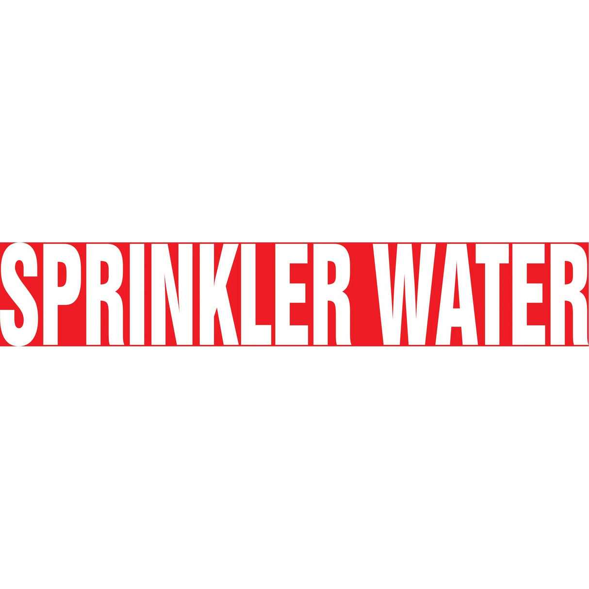 "Sprinkler Water" Pipe Marker, Self-Adhesive, 1-1/2" H x 8" W, White on Red