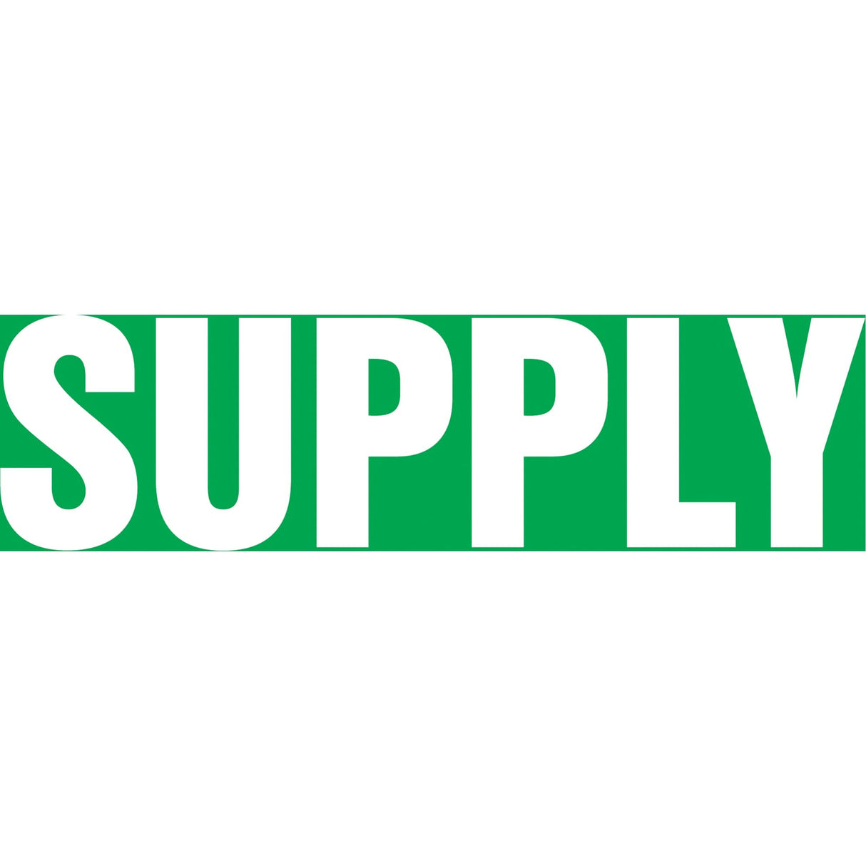 "Supply" Pipe Marker, Self-Adhesive, 1" H x 8" W, White on Green