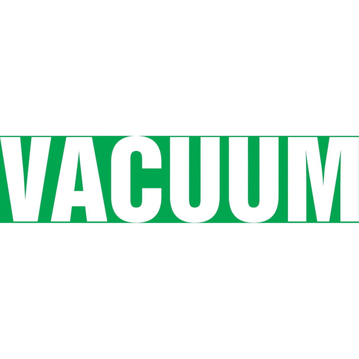 "Vacuum" Pipe Marker, Self-Adhesive, 1" H x 8" W, White on Green
