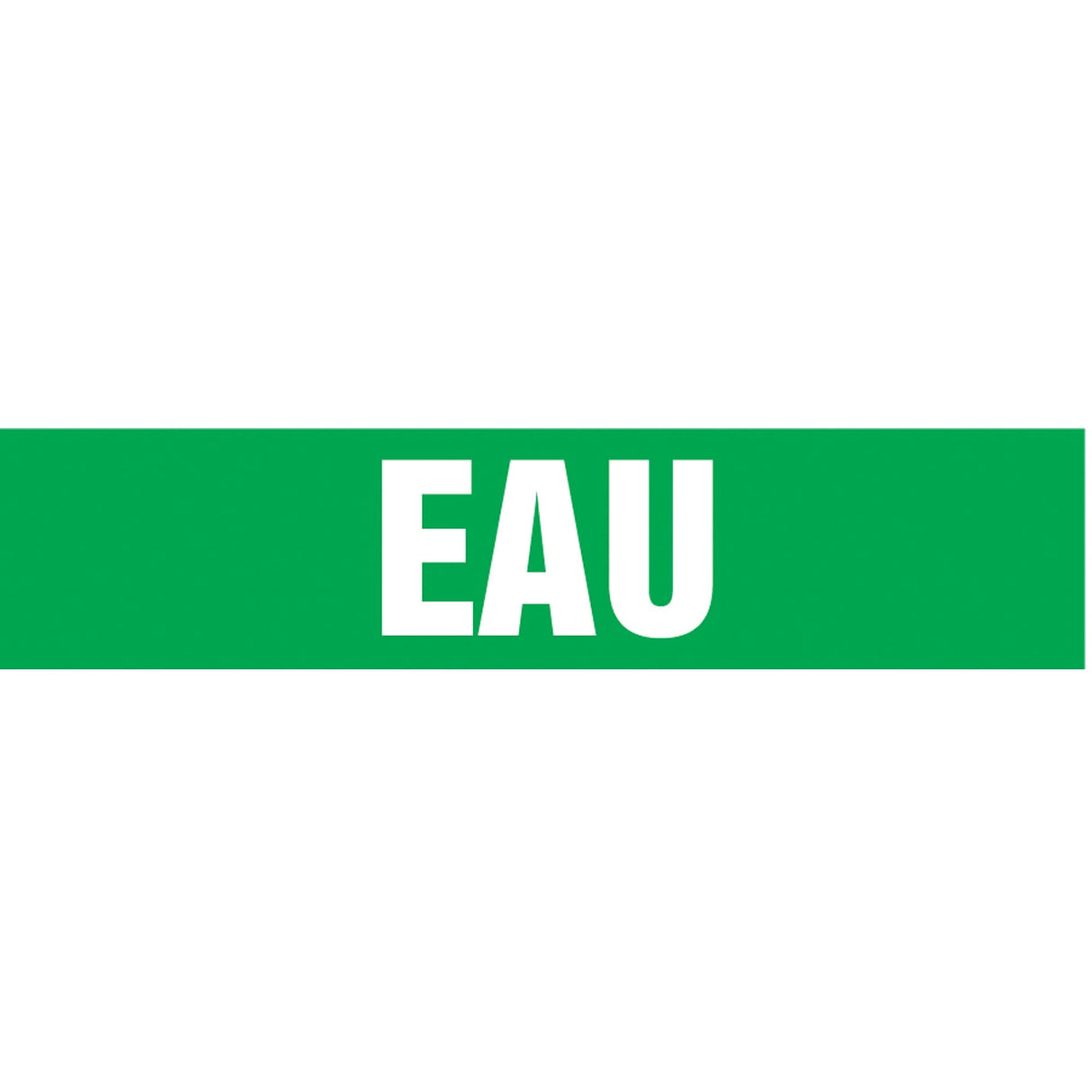 Snap Tite™ "Eau" Pipe Marker, Snap-On, 6" H x 8" W, White on Green