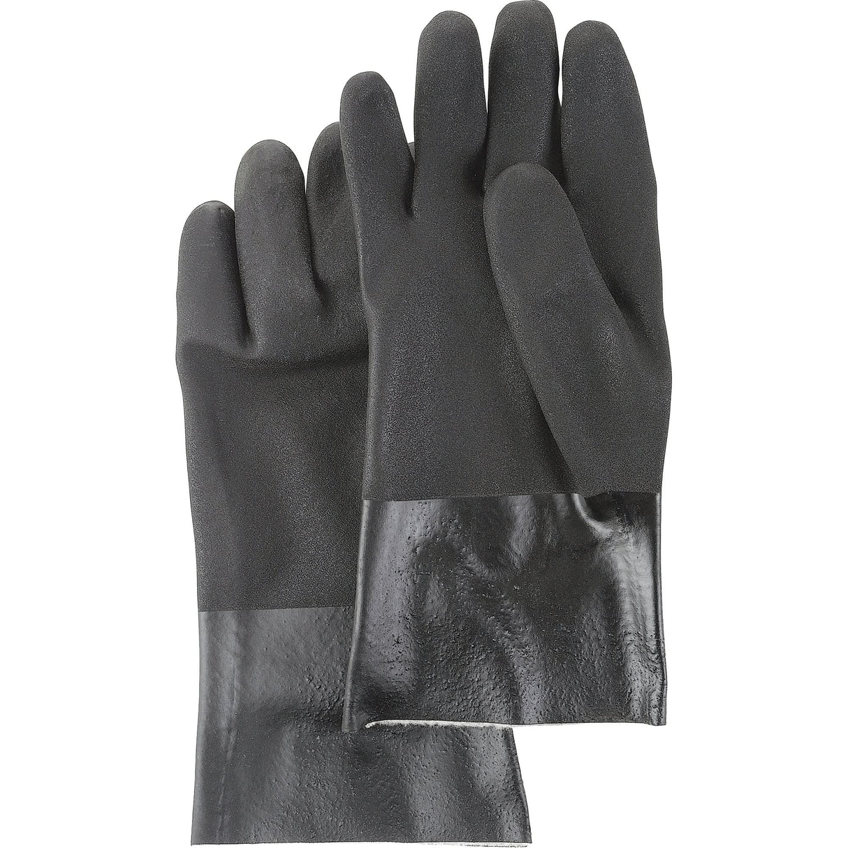 Black Knight® Gloves, Size Large/10, 12" L, PVC, Jersey Inner Lining, 59-mil