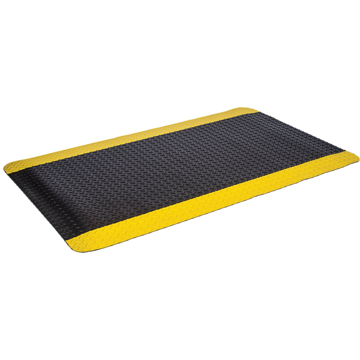Industrial Deck Plate Mats, Diamond, 3' x 12' x 9/16", Black/Yellow, PVC Sponge