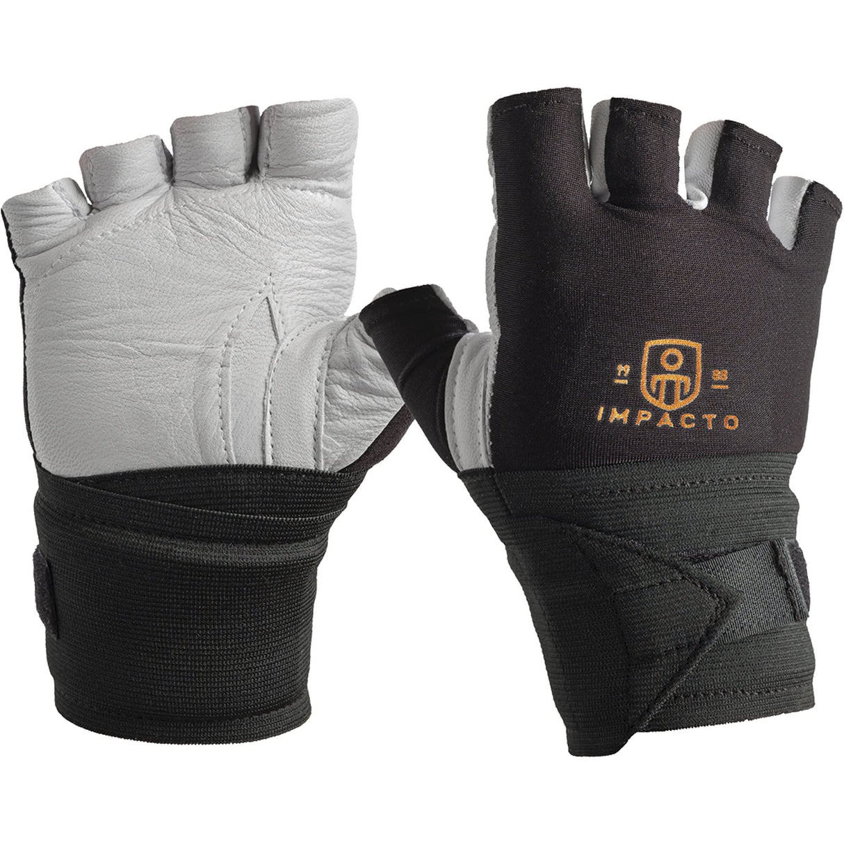 Left-Hand Half-Finger Anti-Impact Glove, Size Large, Grain Leather Palm