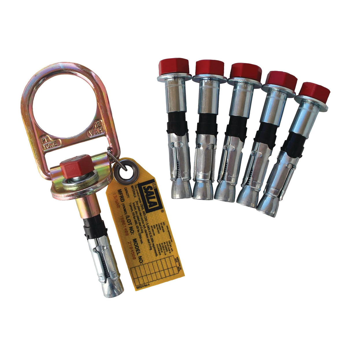 Concrete D-ring Anchor with Bolts, Bolt-On/Concrete, Temporary Use