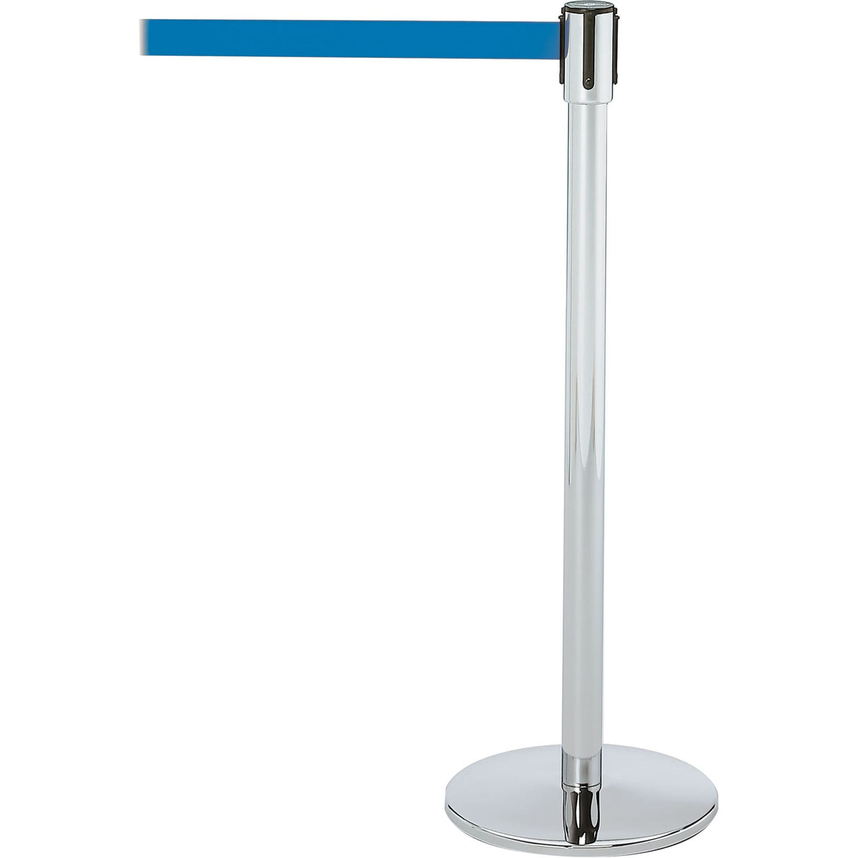 Slimline TensaBarrier® Barrier Post, Steel, 38" H, Blue Tape, 7.5' Tape Length