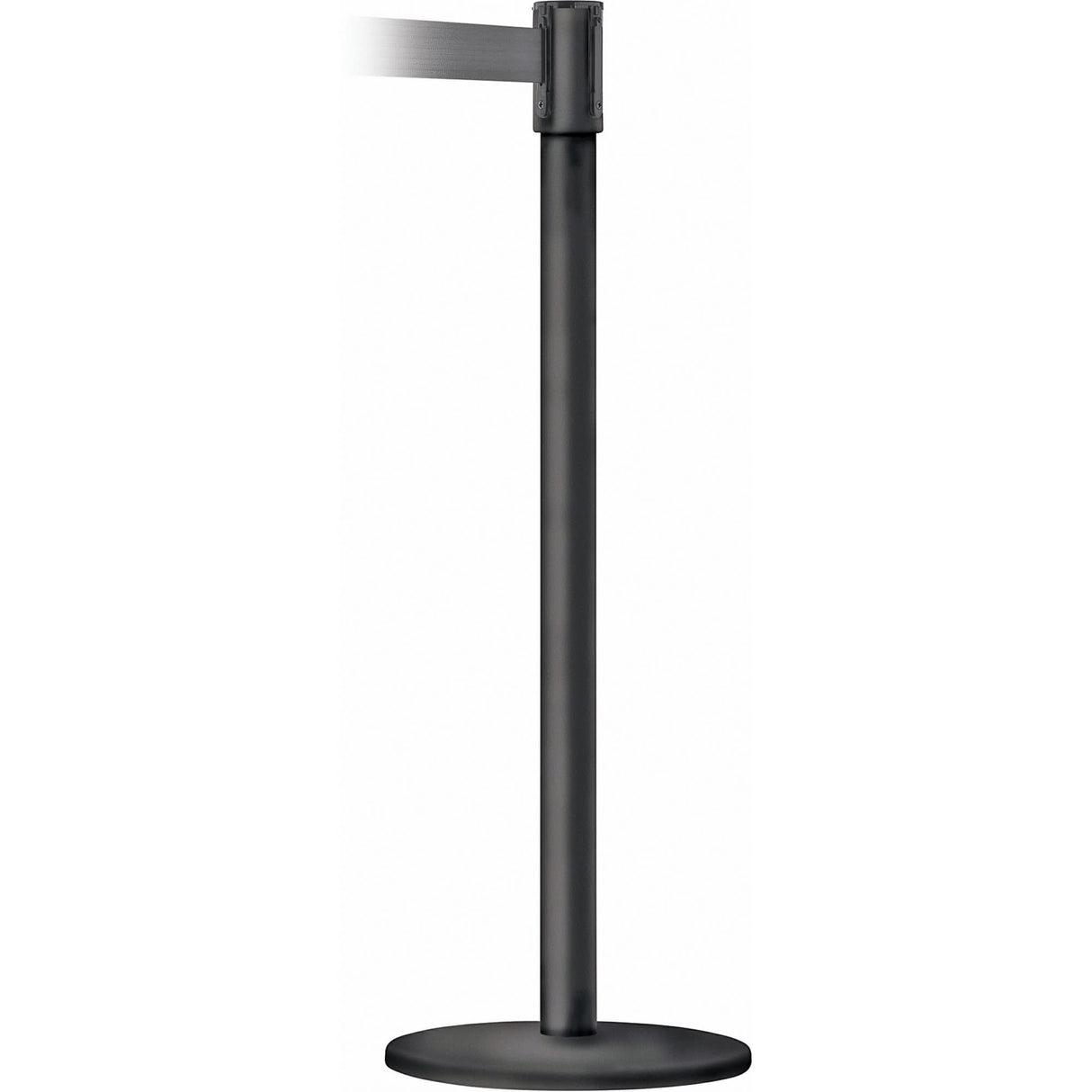 Slimline TensaBarrier® Barrier Post, Steel, 38" H, Black Tape, 7.5' Tape Length