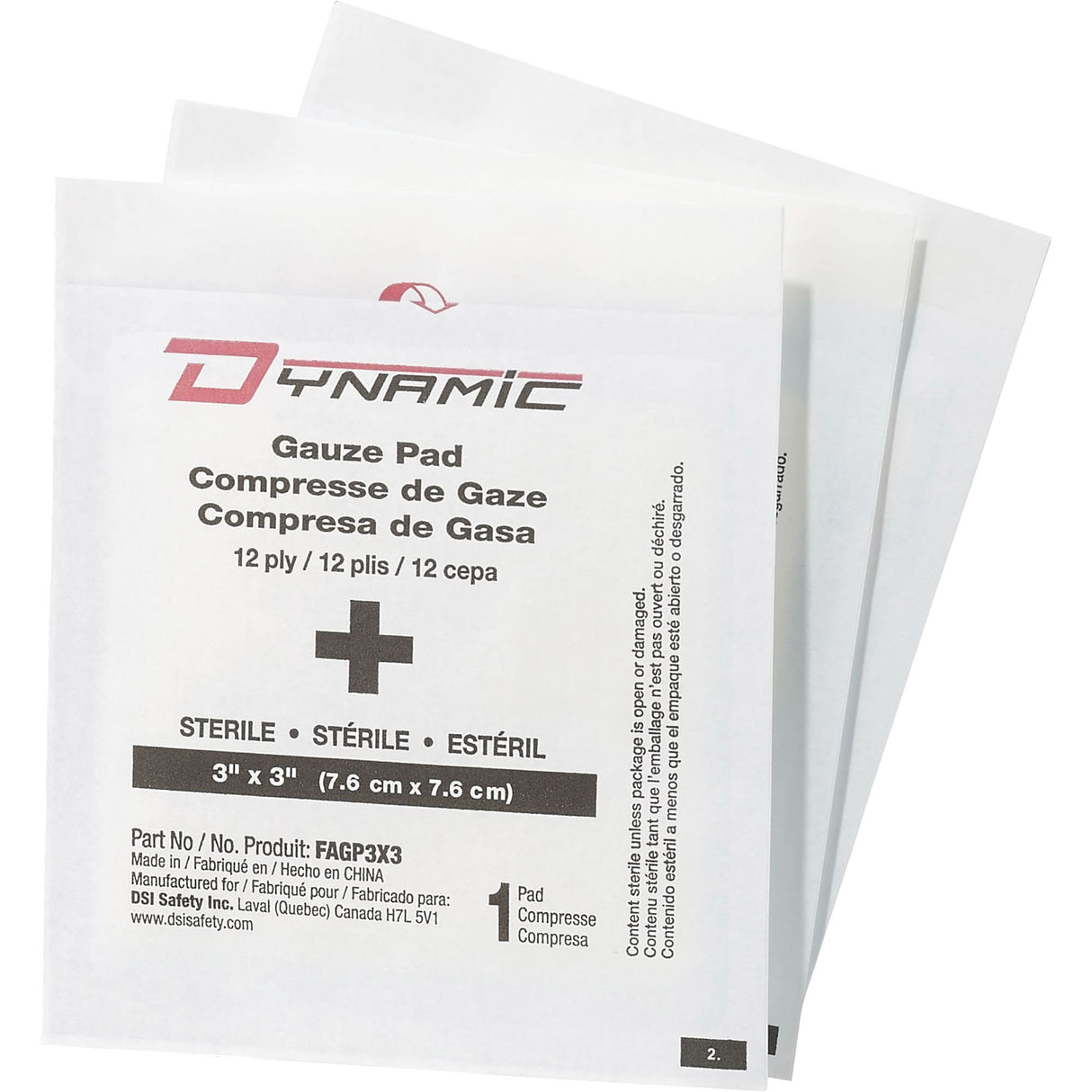 Dynamic™ Gauze, Pad, 3" L x 3" W, Sterile, Medical Device Class 1