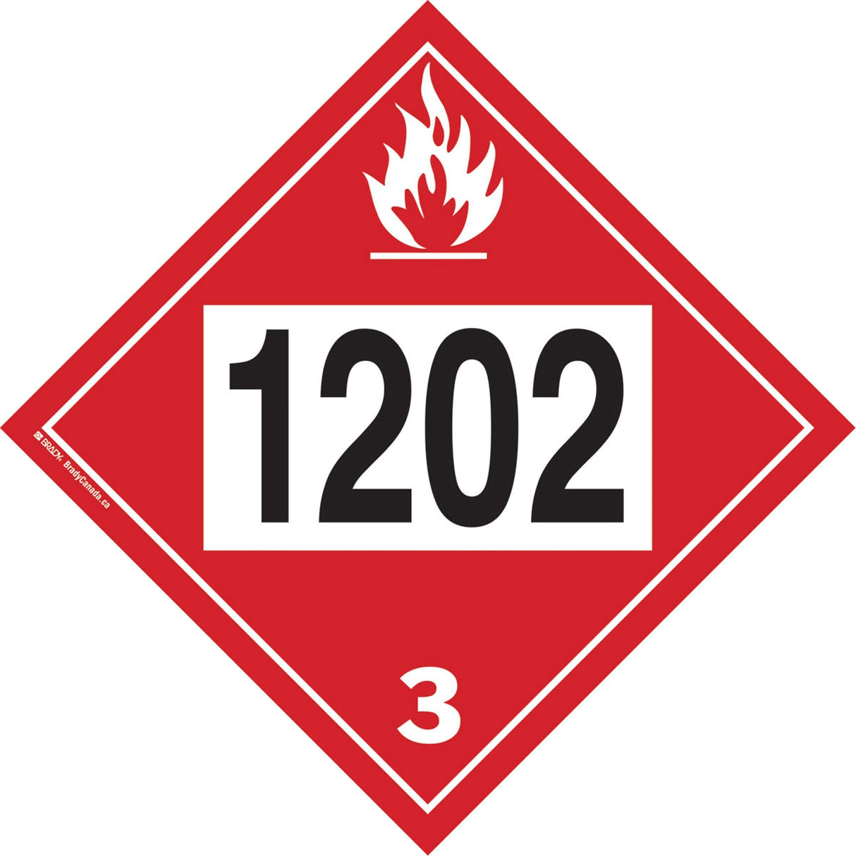 1202 Fuel Oil Flammable Liquid TDG Placard, Plastic/Vinyl