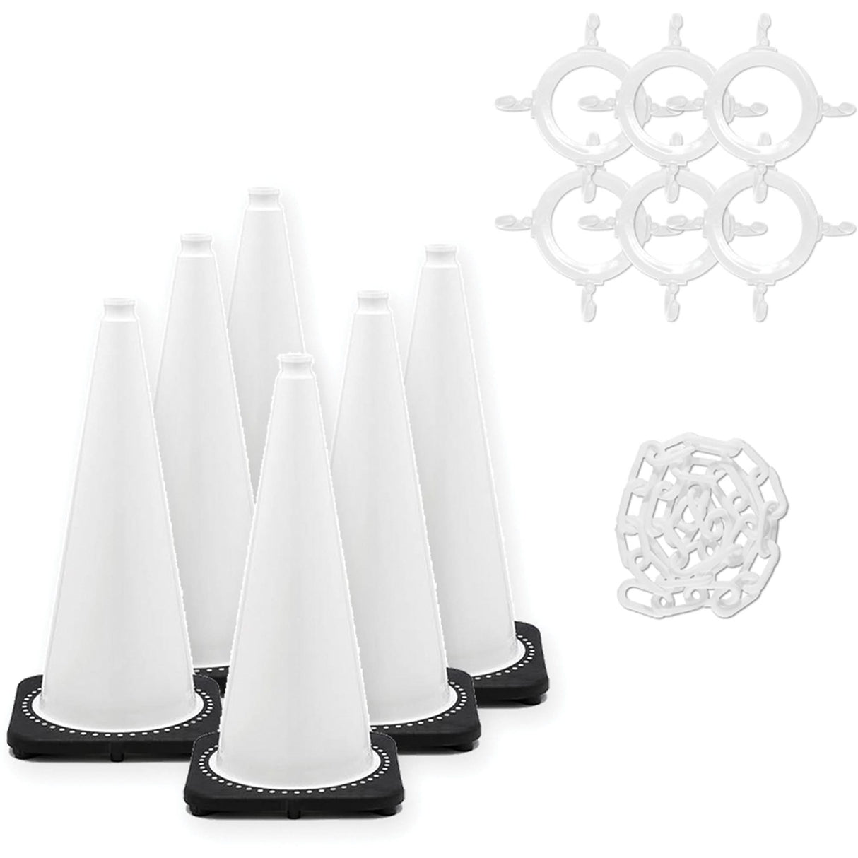 Traffic Cone & Chain Kit, 28", White