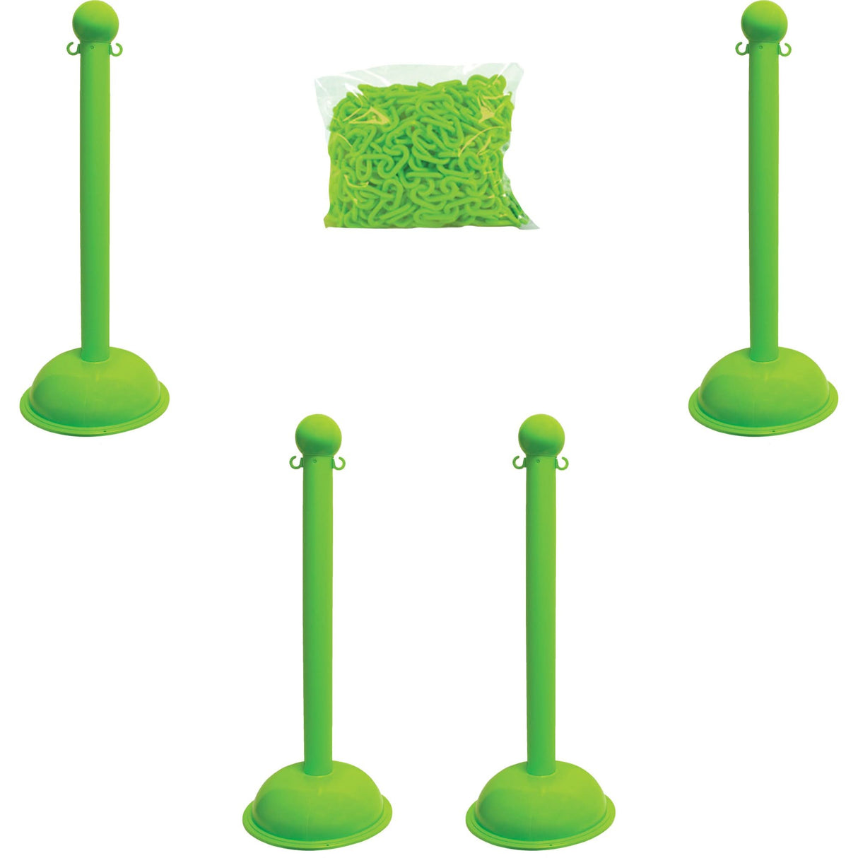 Heavy-Duty Stanchion & Chain Kit, 41" High, Green