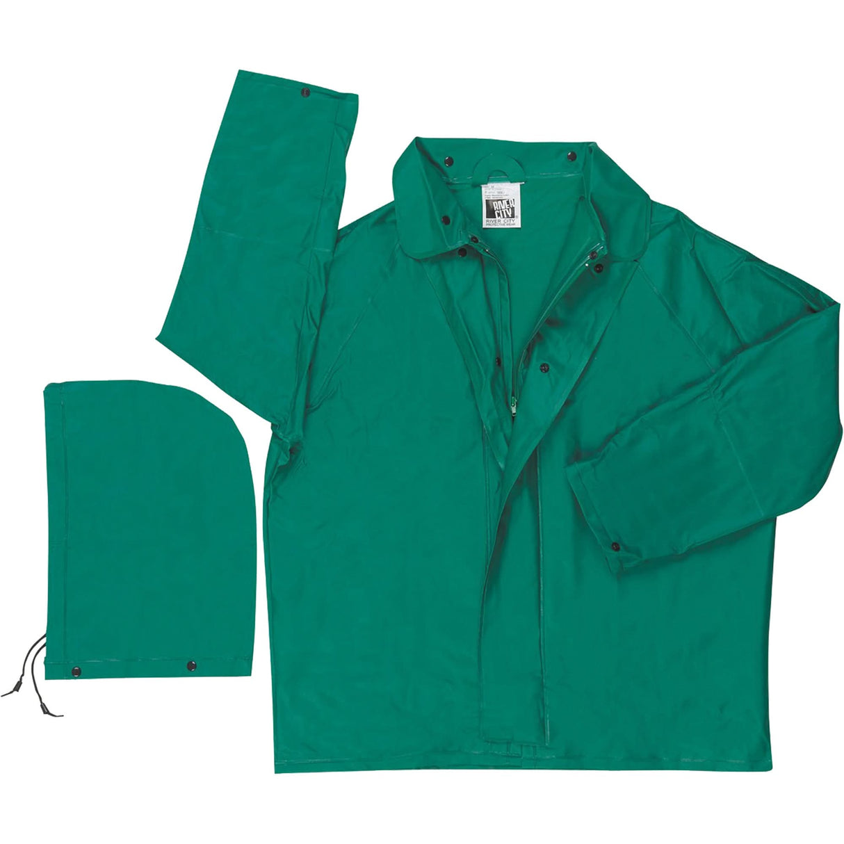 Dominator Limited Flammability Rain Jacket, Polyester/PVC, Large, Green