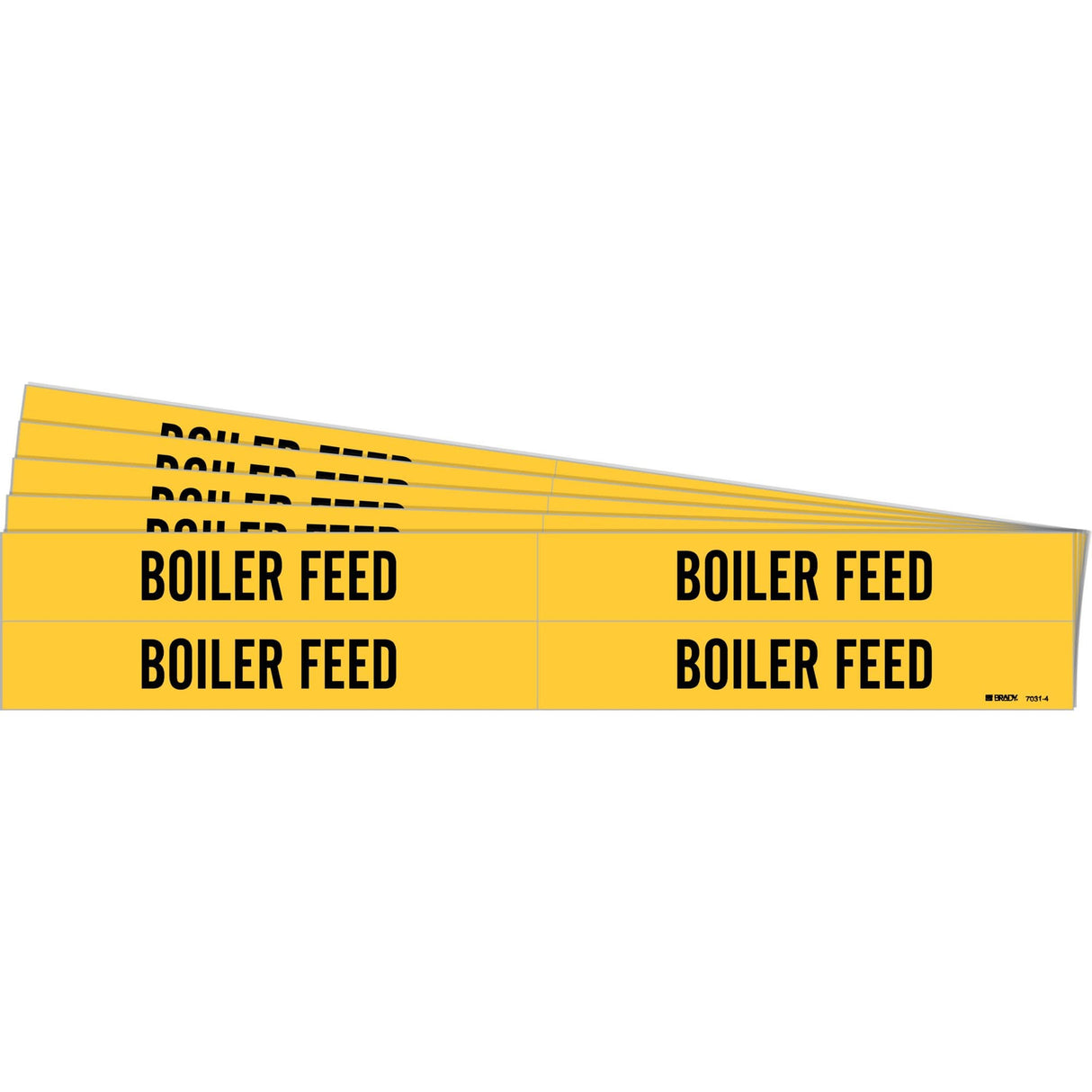 "Boiler Feed" Pipe Markers, Self-Adhesive, 1-1/8" H x 7" W, Black on Yellow