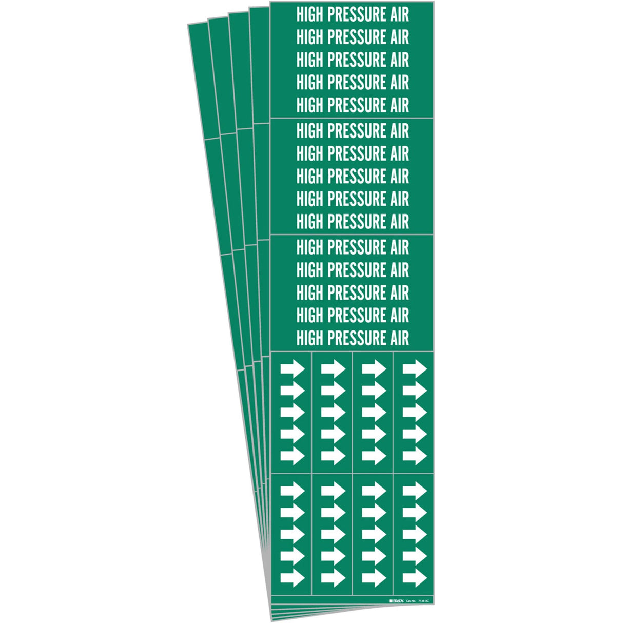 "High Pressure Air" Pipe Markers, Self-Adhesive, 2-1/4" H x 2-3/4" W, White on Green