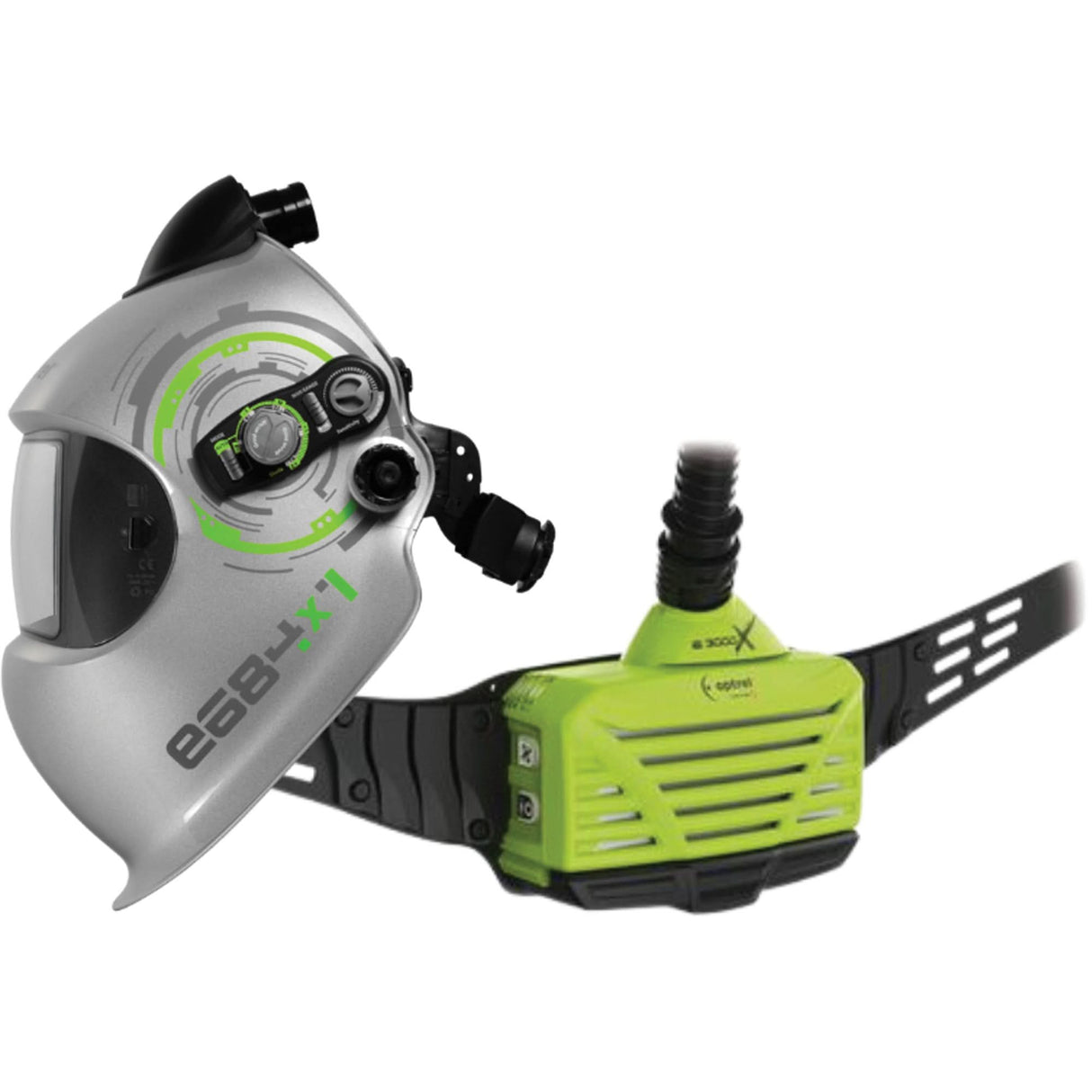 e3000x Welding Belt-Mount PAPR System, Headcover & Faceshield/Welding Helmet, Lithium-Ion Battery