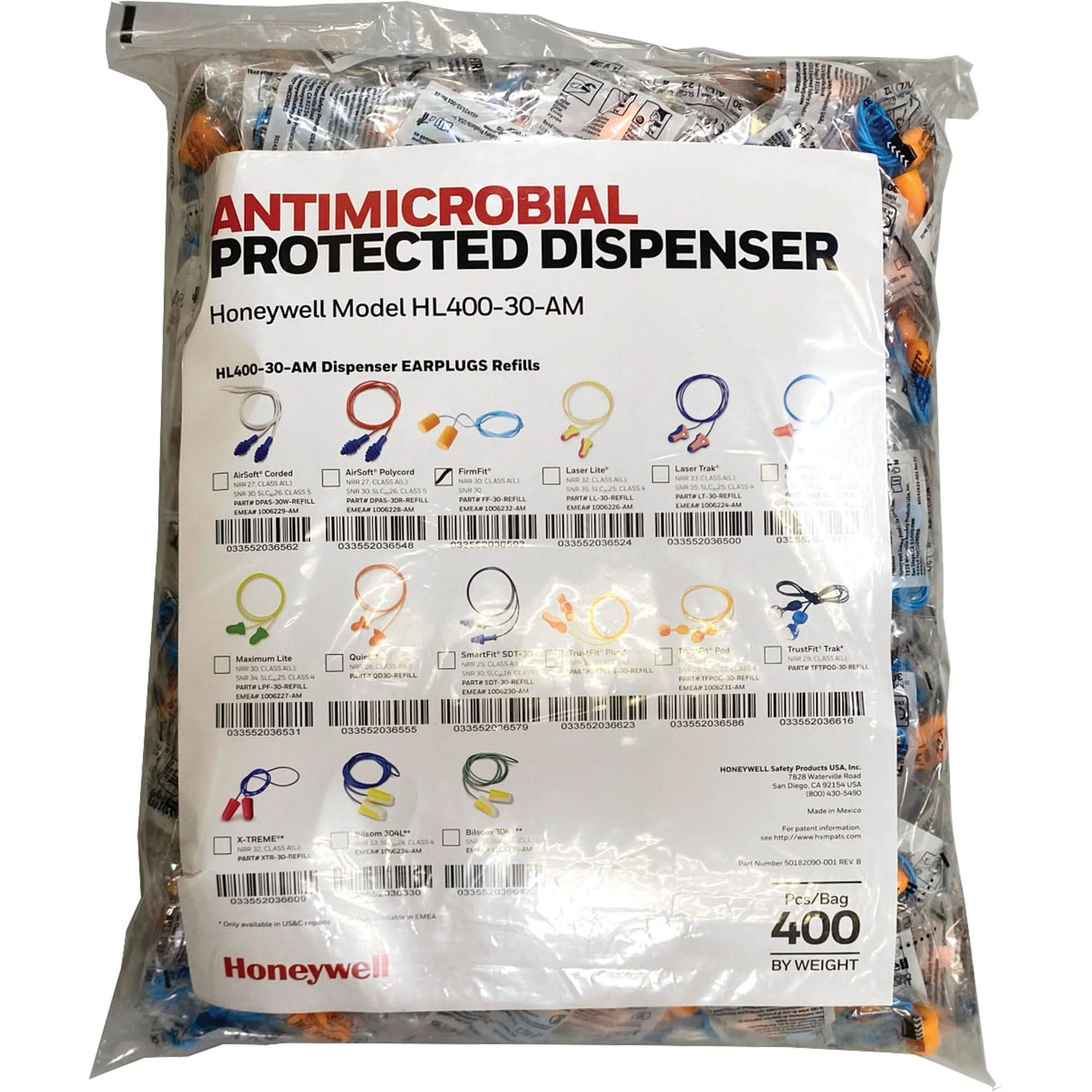 FF-30 Earplugs Refill for HL400 Dispenser, Bulk - Polybag, Corded