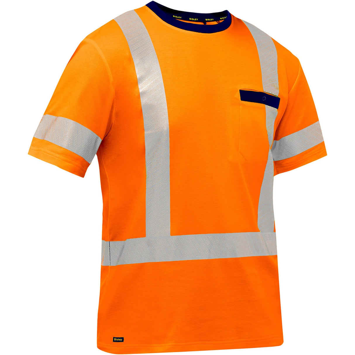 Bisley® X-Back Short Sleeve Shirt, Poly-Cotton, Medium, High Visibility Orange