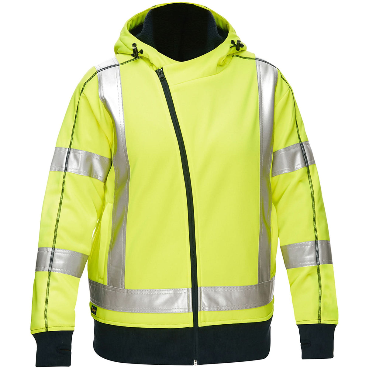 Bisley® X-Back Women's Contoured Full Zip Hooded Sweatshirt with Sherpa Lining, Medium, High Visibility Lime-Yellow