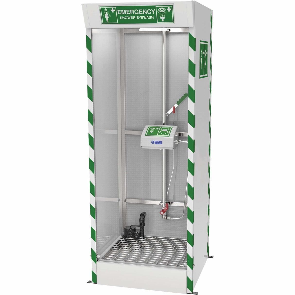 Emergency Cubicle Shower & Covered Eye & Face Wash with Sump Pump