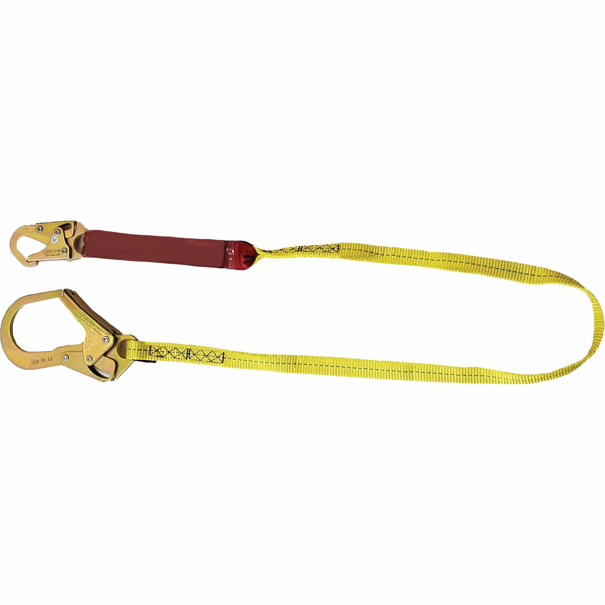 External Energy Absorber Lanyard with 2-1/4" Hook, 6', Snap Hook Center, Snap Hook Leg Ends, Polyester
