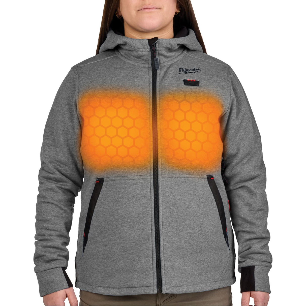 M12™ Heated Hoodie with Battery, Women's, Large, Grey, Poly-Cotton