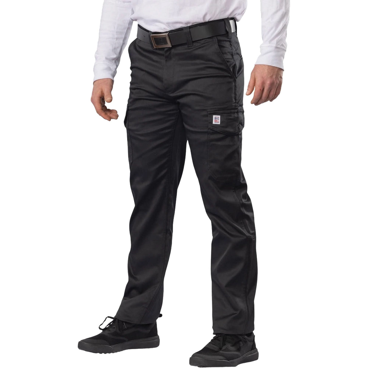 Big Flex Cargo Pants, Poly-Cotton/Spandex, Black, Size 28