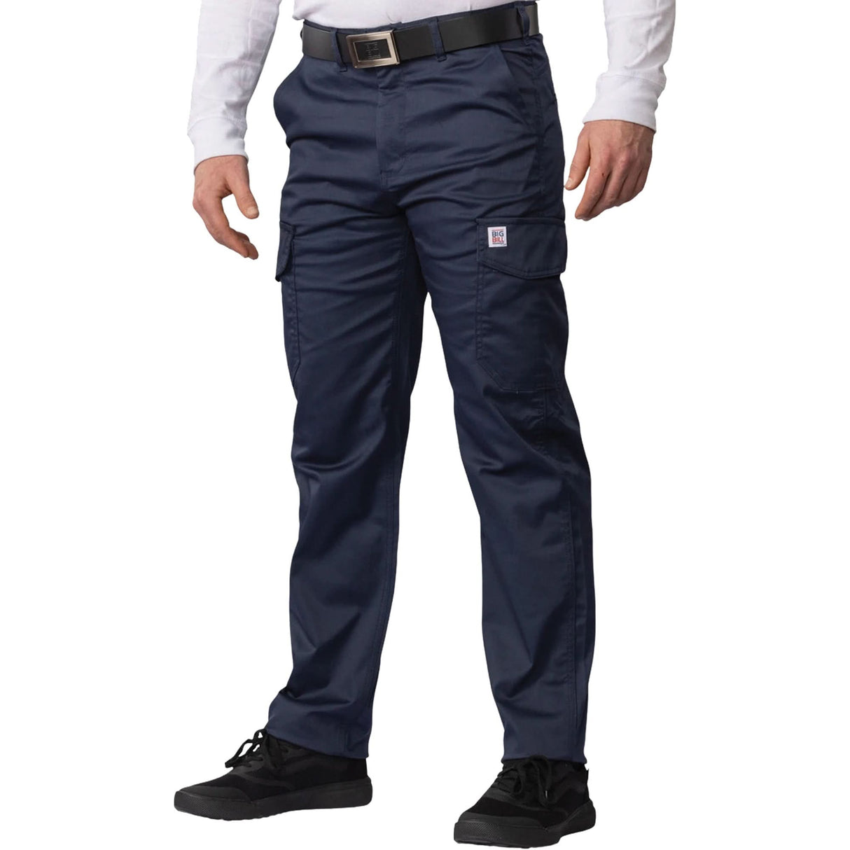 Big Flex Cargo Pants, Poly-Cotton/Spandex, Navy Blue, Size 54, 30 Inseam