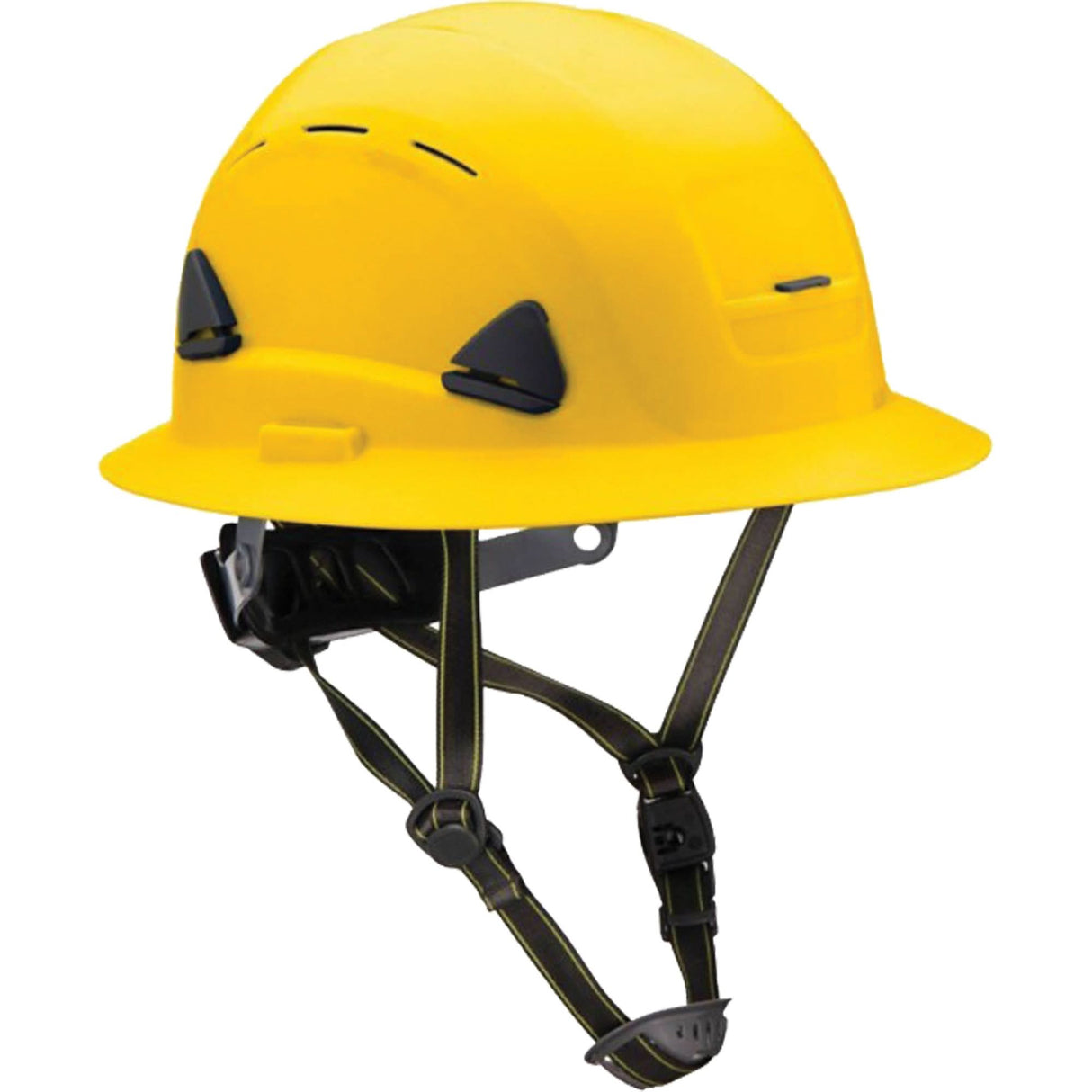 Fibre Metal Climbing Style Helmet with Full Brim, Vented, Ratchet, Yellow