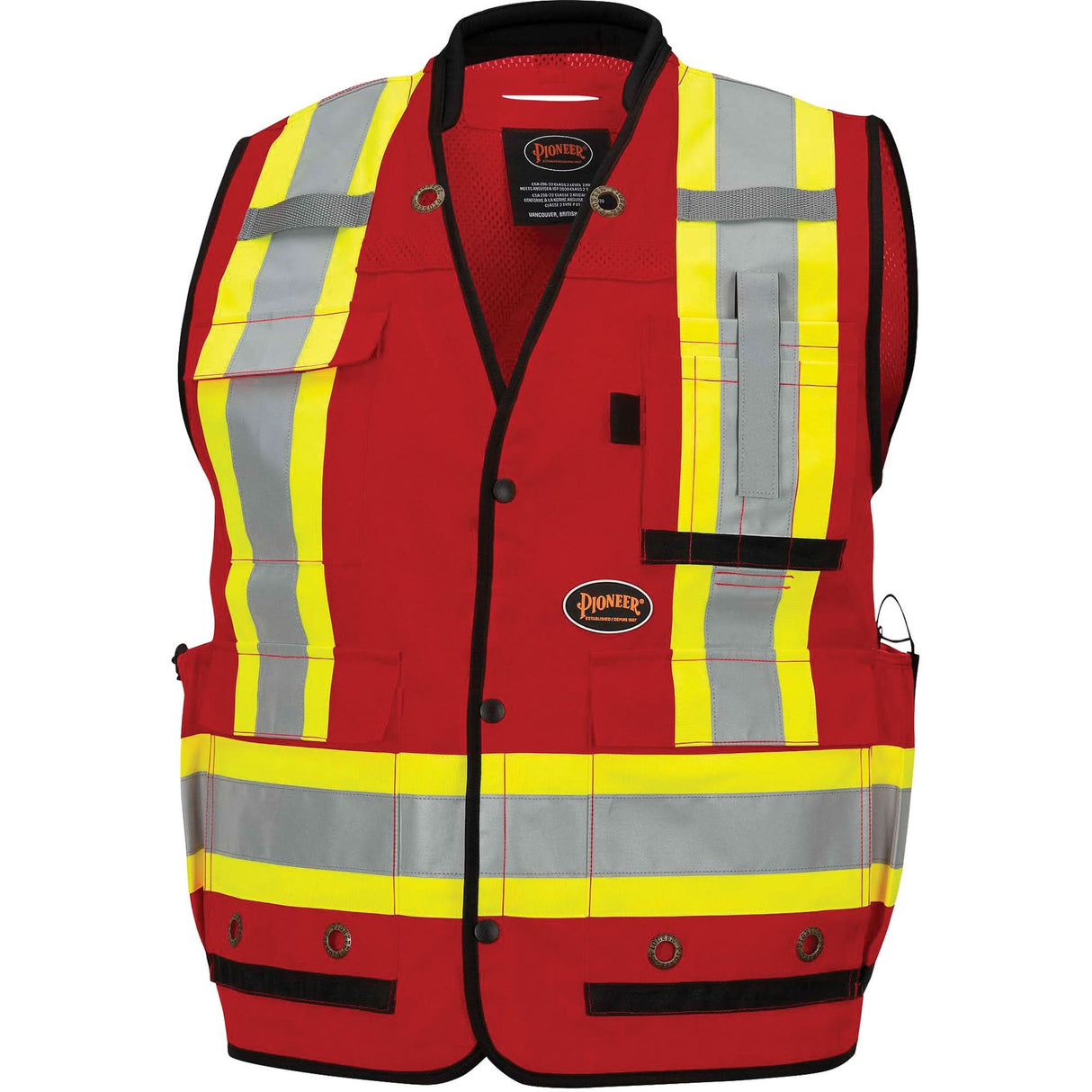 6678 High-Visibility Antimicrobial Mesh-Back Surveyor Vest, Red, Small, Polyester