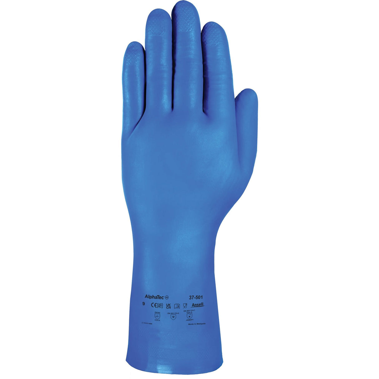 AlphaTec® 37-501 Blue Medium-Duty Chemical-Resistant Gloves, Size 9, 13" L, Nitrile, 16.5-mil