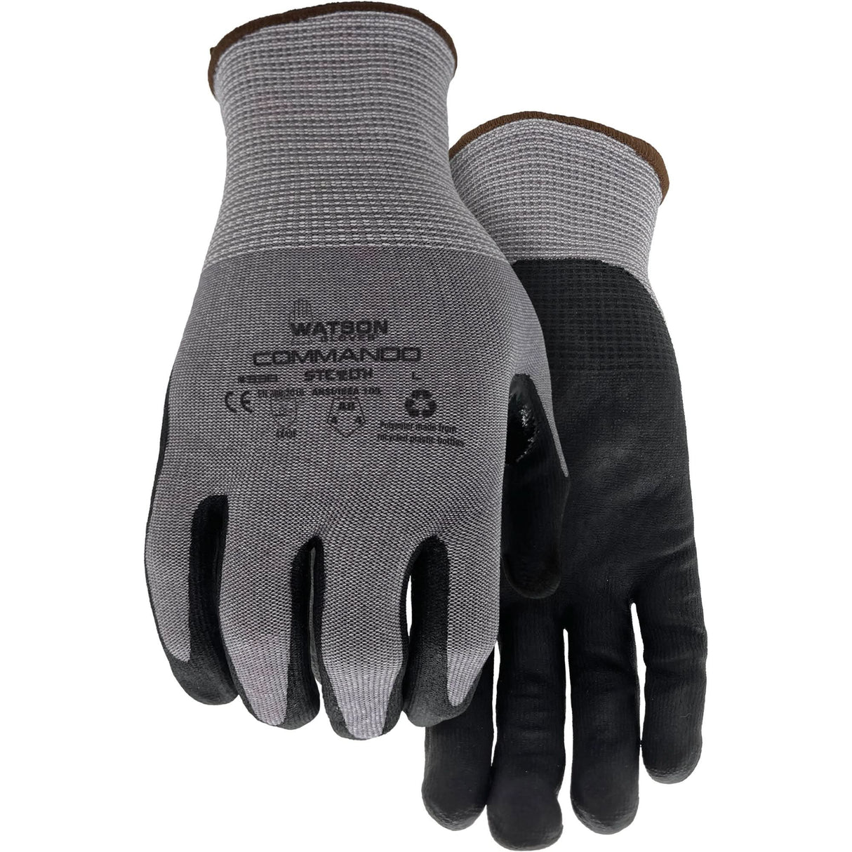 338 Commando Cut Resistant Gloves, Size Large, 18 Gauge, Foam Nitrile Coated, Polyester/Stainless Steel/HPPE/Spandex Shell, ASTM ANSI Level A8/EN 388 Level F