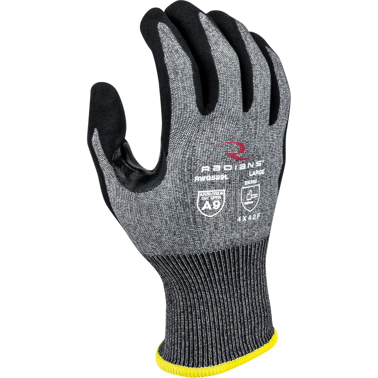 RWG589 Cut Protection Coated Gloves, Size Medium, 18 Gauge, Foam Nitrile Coated, HPPE Shell, ASTM ANSI Level A9/EN 388 Level F