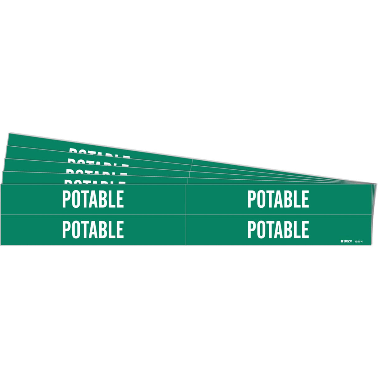 "Potable" Pipe Markers, Self-Adhesive, 1-1/8" H x 7" W, White on Green