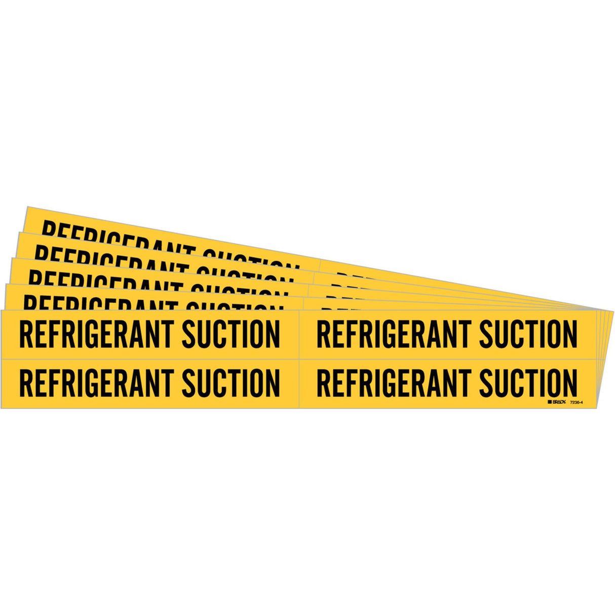 "Refrigerant Suction" Pipe Markers, Self-Adhesive, 1-1/8" H x 7" W, Black on Yellow