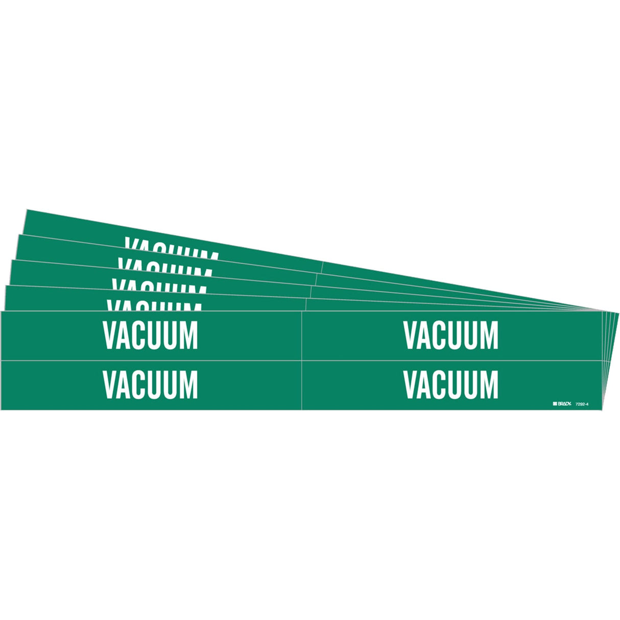 "Vacuum" Pipe Markers, Self-Adhesive, 1-1/8" H x 7" W, White on Green