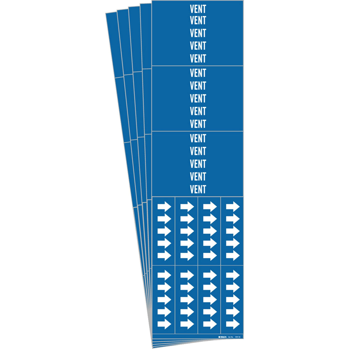 "Vent" Pipe Markers, Self-Adhesive, 2-1/4" H x 2-3/4" W, White on Blue