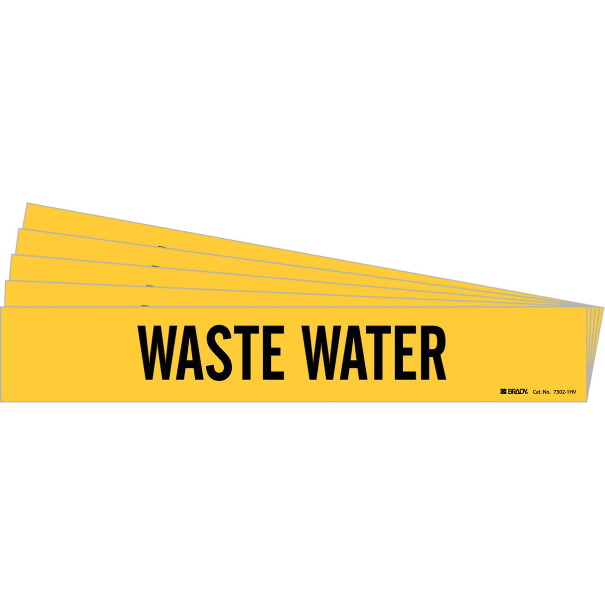 "Waste Water" Pipe Marker, Self-Adhesive, 4" H x 24" W, Black on Yellow