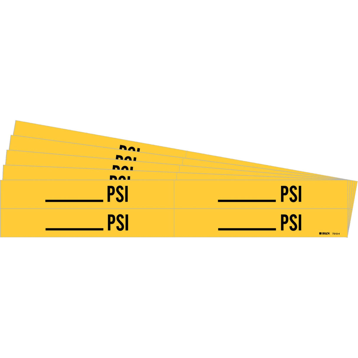 "Blank PSI" Pipe Markers, Self-Adhesive, 1-1/8" H x 7" W, Black on Yellow