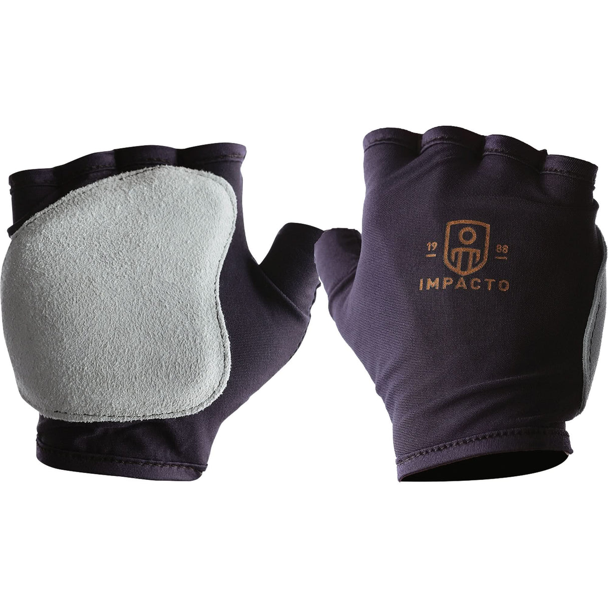 Anti-Impact Fingerless Right-Hand Glove, Large, Split Leather Palm, Slip-On Cuff